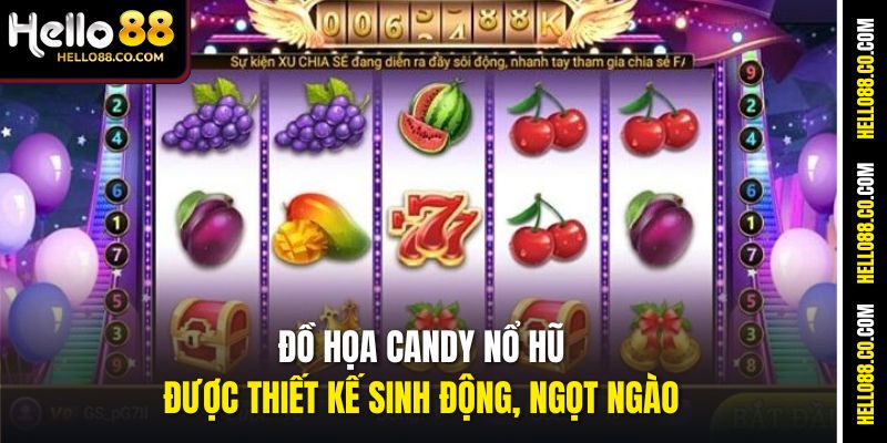 Đồ họa Candy Nổ Hũ được thiết kế sinh động, ngọt ngào